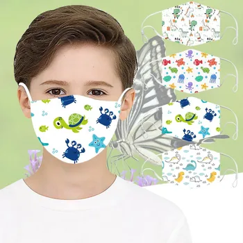 

1PC Mask+2 Filters Polyester Washable Reusable Face Mask Fashion Mouth Mask Children Cartoon Printing Mouth Mask With Design