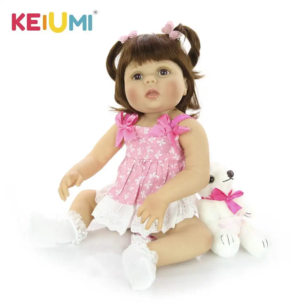 KEIUMI 23 дюймов реалистичные куклы Reborn куклы полный силиконовый винил Реалистичная девочка кукла для детей подарки на день рождения лучший Playmate