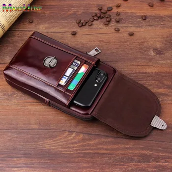 

Genuine Leather Universal Phone Pouch Case For Oneplus 5 5T 6 6T 7 7T 8 Pro 7Pro 8Pro 7TPro Belt Phone Bag Case