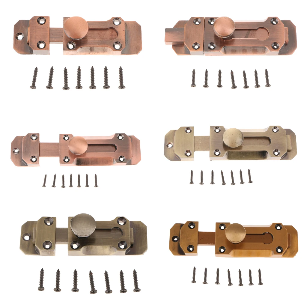 Brass Windows Interior Door Slide Latch Lock Bolt Lever Barrel Indoor Garage Warehouse Gate Safety Guard Push Buckle Latches |