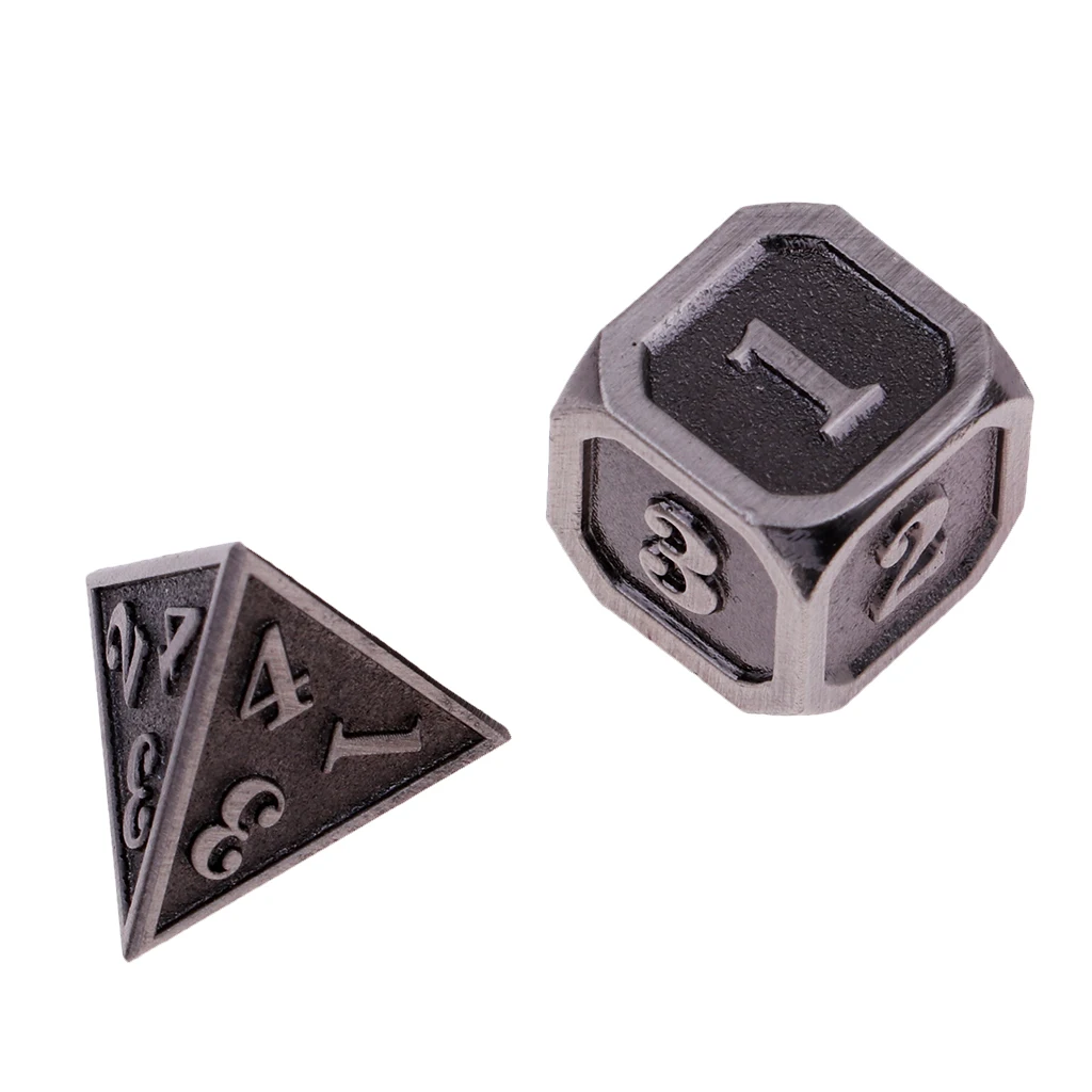 7pcs Embossed Heavy Metal Polyhedral Dice Set for D&D DnD RPG MTG Accessory Parties Board Game Dices Polyhedral Dices 