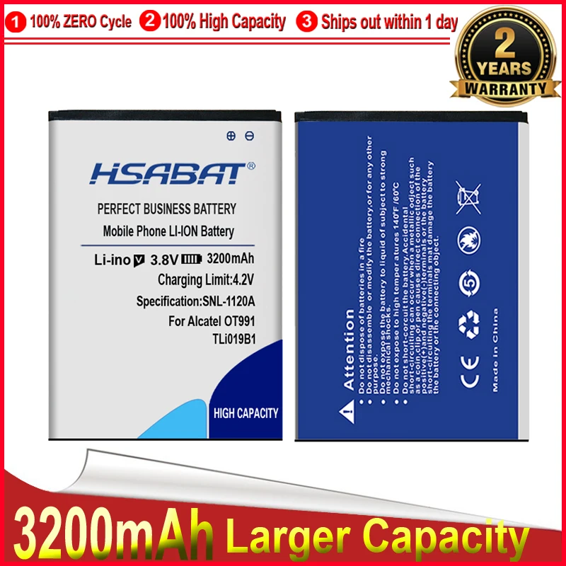 Аккумулятор HSABAT 3200 мАч для Alcatel TLi019B1 TLi019B2 OT991 916D 6010 ONE TOUCH C7 OT-7041 7041D dual CAB1900003C2 TCL |