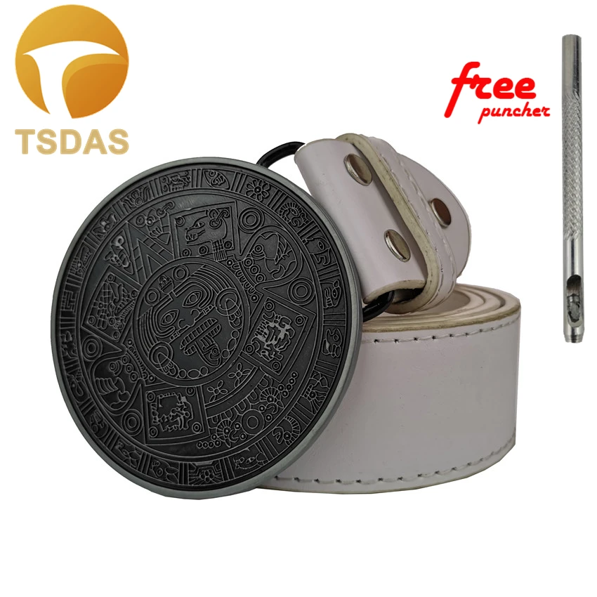

New Design Maya Style Belt Buckle Silver Round Belt Buckle for Men's Accessories Suitable for 4cm Width Belt Drop Shipping