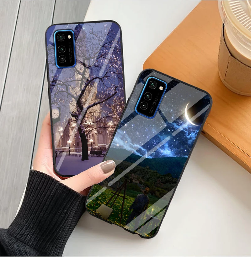 Чехол из поликарбоната для huawei Honor View 30 Pro, пластиковый стеклянный чехол для телефона, черный бампер из ТПУ для huawei Honor View 30 Honor V30 Pro, чехол