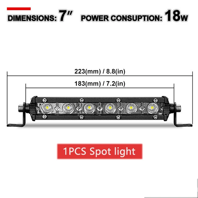Высокое качество, 7 дюймов, 18 Вт, тонкий светодиодный светильник, светодиодный прожектор для джипа, грузовика, прицепа, внедорожника, телевизора, автомобиля, 4WD, для вождения, Рабочая лампа - Цвет: 7 inch 1x Spot