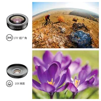 APEXEL 5in1 Mobile Phone Lens Case Kit Photography HD Fisheye Super Wide Angle 4K Macro Telescope Lens Set for Samsung iPhone 3