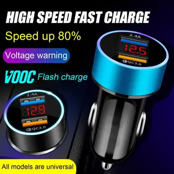 

Auto Accessories Dual USB Digital Display Car Charger Portable Car Cigarette Lighter With LED Display Car Charger