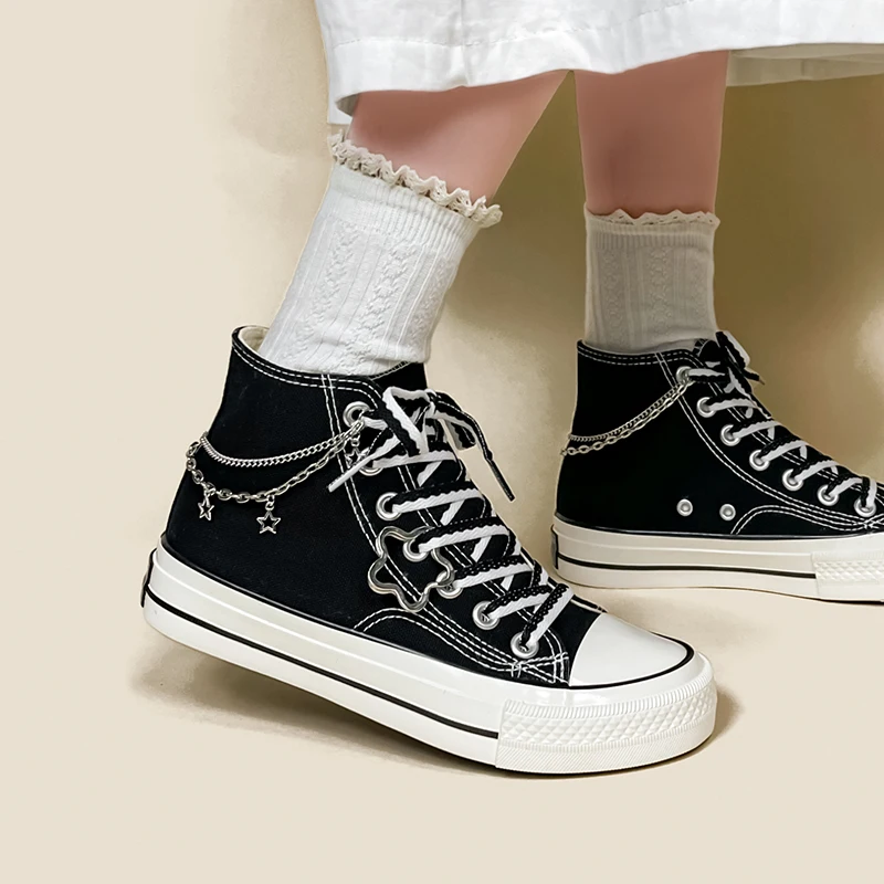 Amy and Michael New Original Designers Women Sneakers Fashion High Top Casual Flat Canvas Shoes Students Vulcanize Plimsolls 3