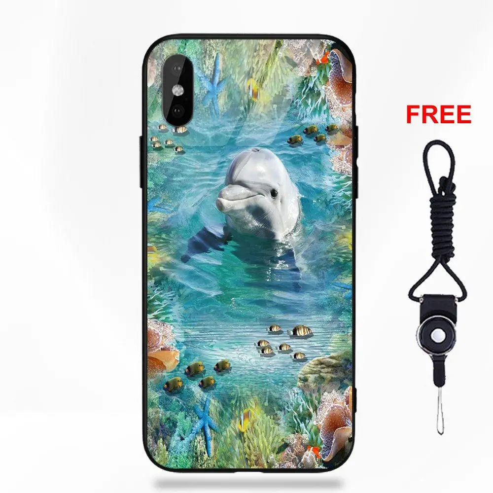 Дельфины В рифе закат у океана для Redmi 5 Note 5A 6 для Galaxy S8 S9 Plus huawei Honor 7X P20 Lite mate 10 Pro стеклянный чехол