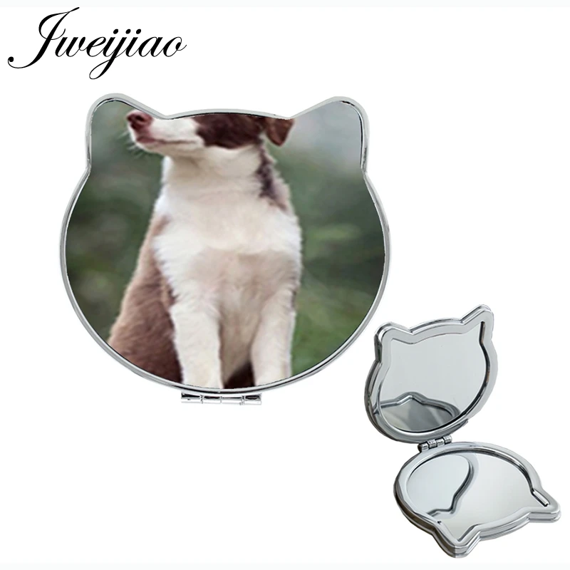 JWEIJIAO Pets PUG game Double Cat Ear Sides Shaped pocket mirror people best friends animal espejos for girlfriend NS264 - Цвет: NS265 06