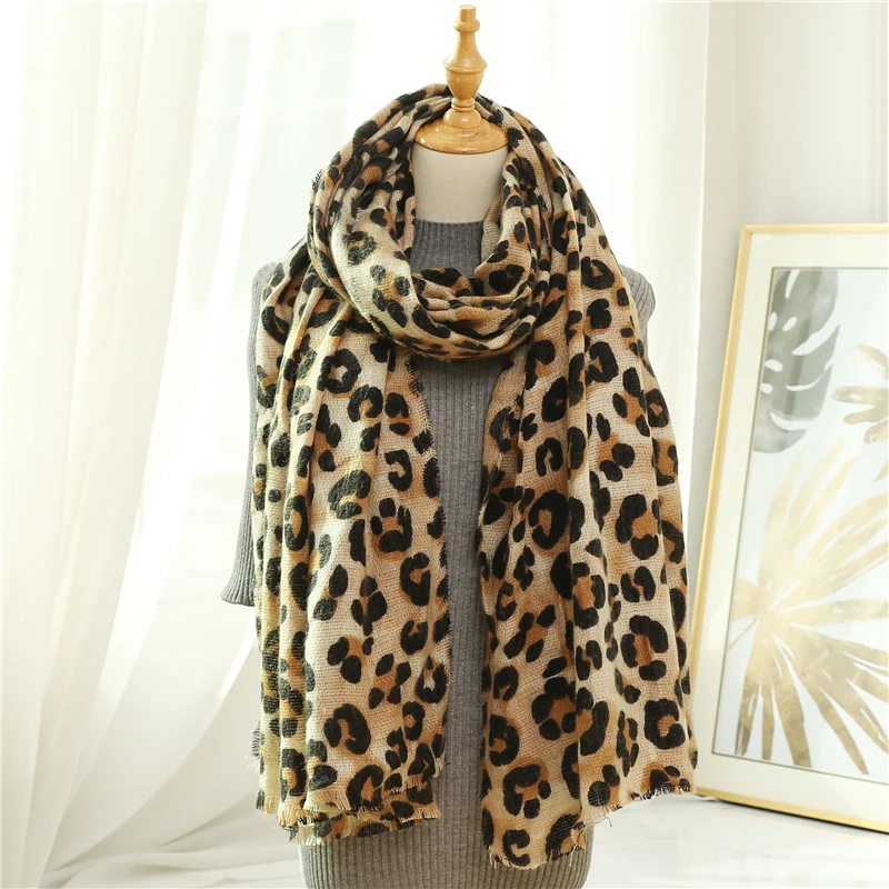 Winter Warm Women Scarf Fashion Animal Leopard Print Lady Thick Soft Shawls and Wraps Female Foulard Cashmere Scarves Blanket - Color: c2