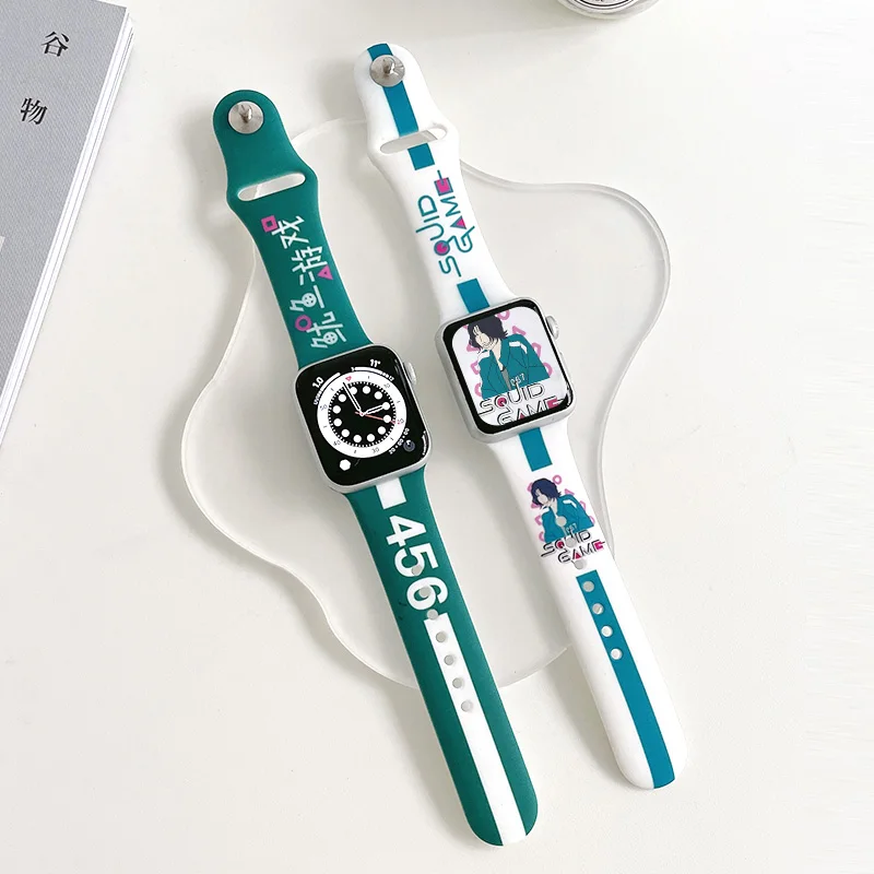 Силиконовый ремешок для Apple Watch 7 6 5 SE силиконовый подходит iwatch Band 4 3 2 1
