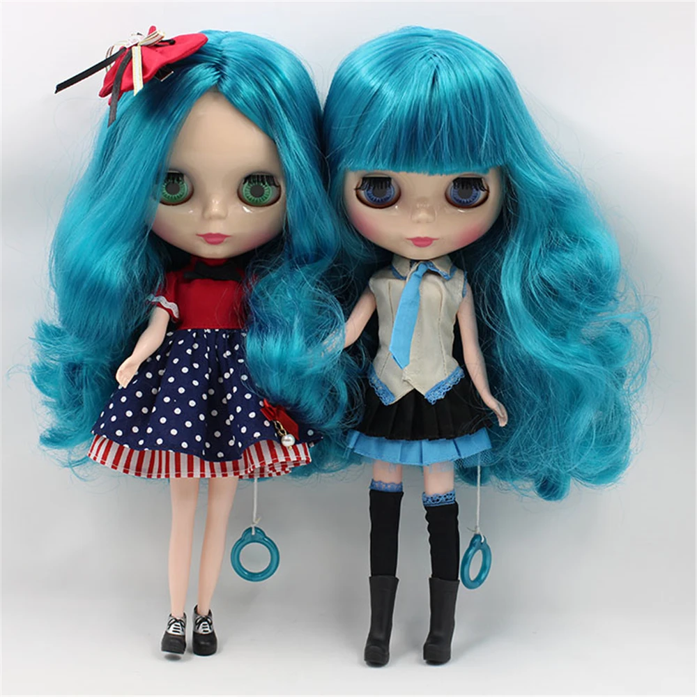 

Blyth Dolls Nude Doll Blue Long Wavy Hair With/No Bangs 4 Colors Big Eyes Suitable DIY makeup doll toys