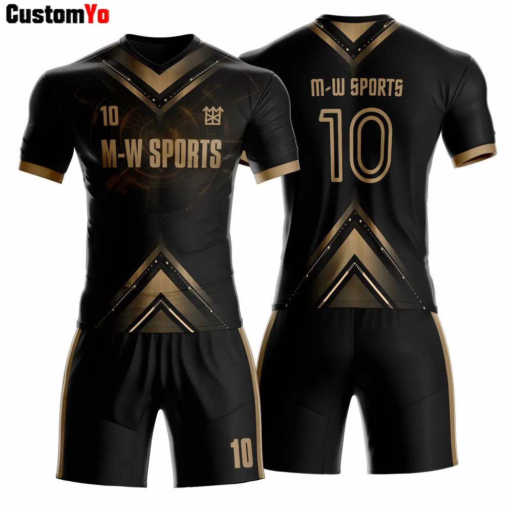 Черные модные Униформа De Fútbol Sublimado Клуб Обучение Футбол Джерси - Цвет: Brown