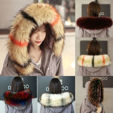 Gola de pele do falso guarnição do hoodie da pele para capuz colarinho xale para baixo casaco capa de pele decoração quente cachecol para crianças parkas casaco masculino