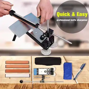 

Professional Sharpener Kit Stainless Steel Fixed Angle Knife Sharpen Stone System with 4 Whetstone Kitchen Sharpening Tool Kits