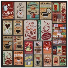 Винтажная металлическая живопись наклейки жестяная вывеска Настенный декор Ретро свежий заваренный кофе постер для бара/кафе 8x12 дюймов H70