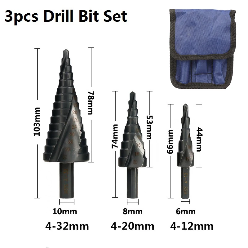 XCAN на возраст от 4 до 12 лет/20/32 мм 6-30 мм HSS Кобальт шарошечное буровое долото с резьбовой головкой, нитридное покрытие древесины/металла отверстия резак сверло спираль паз Шаг сверло - Color: 3pcs Set with bag