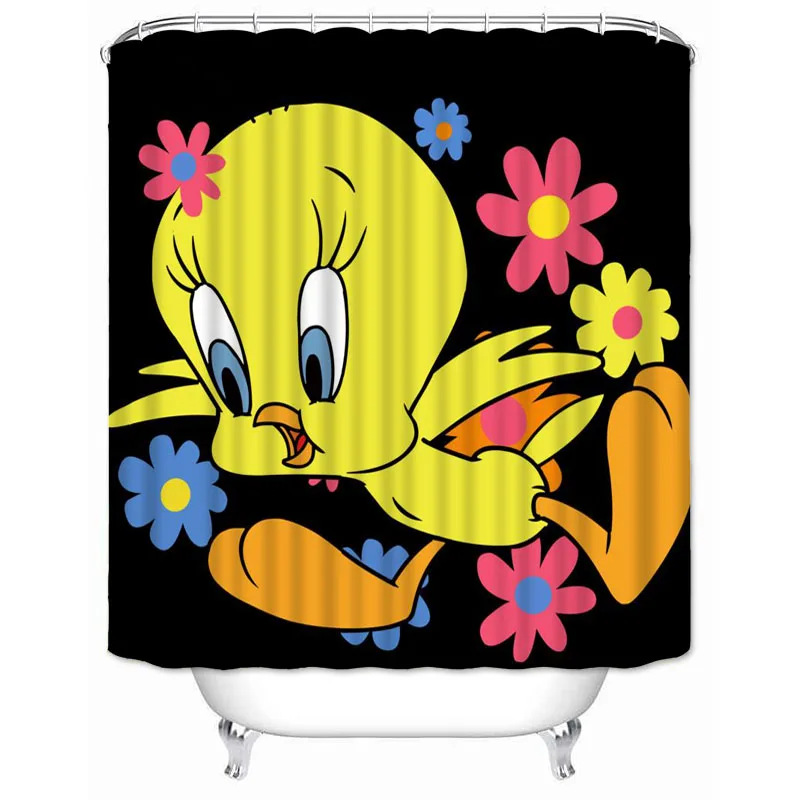 Musife Custom High Quality Tweety Bird Shower Curtain Waterproof Bathroom Polyester Fabric Bathroom Curtain