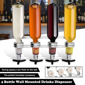 

Wall Drink Dispenser Mounted Wine Dispenser Spirit Drink Holder Bar Silver