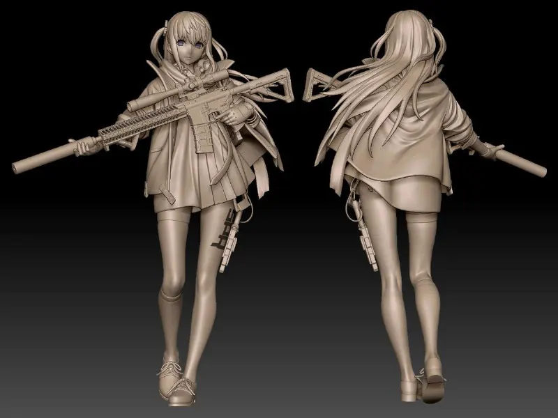 20 см Kawaii Rifle Girl миниатюрная статическая Изысканная модель Неокрашенная DIY женская фигура наборы из смолы