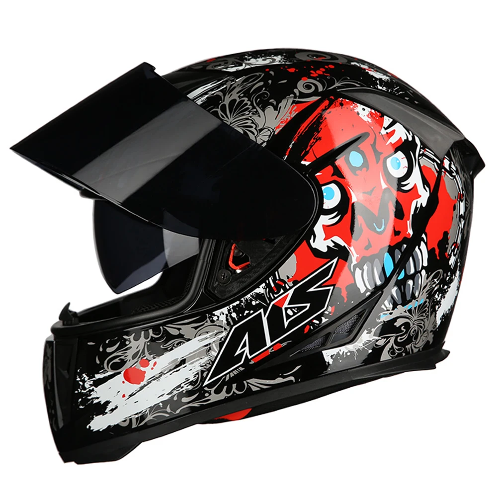AIS мотоциклетный шлем крушение шлем для верховой езды полное лицо шлемы Байкер Мото шлем мотоцикл двойной объектив Скутер Езда Байкер Casco - Color: 611-08 Gray Lenses