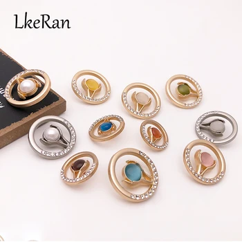 

NEW Fashion 10Pcs High-grade Metal Button Gold Resin Pebbles decoration buttons DIY Sewing Sweater Coat Accessories