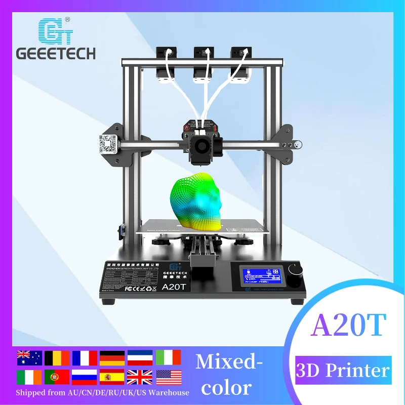 3d laser printer 3d printing machine Geeetech A20T 3 Extruder multi color, Pause Recorder Function, Big size 250x250x250, professional 3d printer best cheap 3d printer