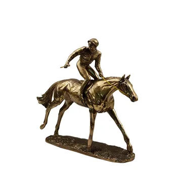 

European and American style rider single horse racing ornament modern art ornament resin handicraft office cast copper ornament