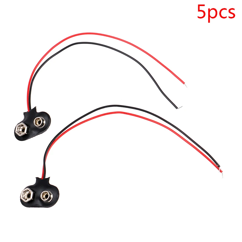 5 unids/lote de Clips de batería de 9V, 15cm, Negro, Rojo, hebilla de conector de conexión de Cable
