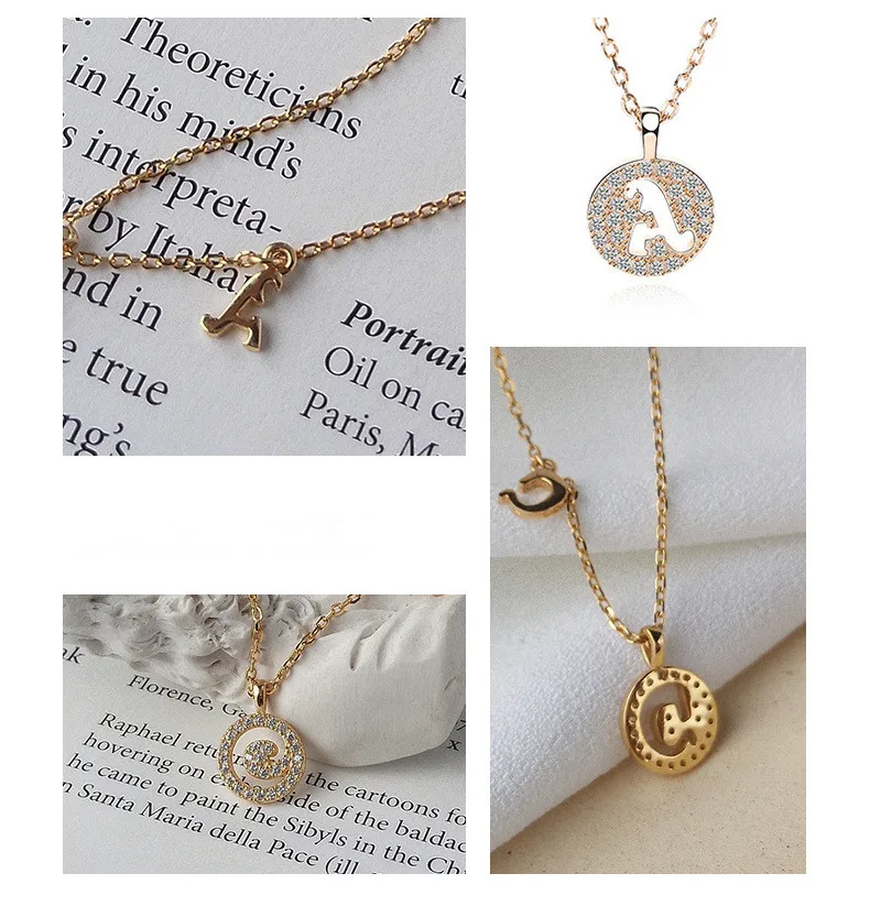 Стерлингового серебра 925 цепочка с именным инициалом кристалл ожерелье с надписью Имя ювелирные изделия для женщин подарок девушки