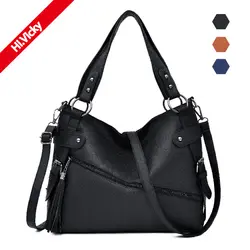 Лидер продаж Для женщин Повседневное сумка через плечо женские сумки из натуральной кожи; Цвет: черный; большие Большая вместительная