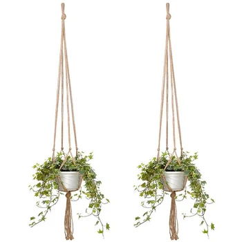 

4xHandmade Macrame Cotton Ropes Plant Hanger Flowerpot Holder Basket Hanging