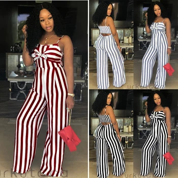 

Striped Jumpsuit Women Ladies Summer Sleeveless Clubwear Playsuit Bodycon Party Jumpsuit Romper Trousers New