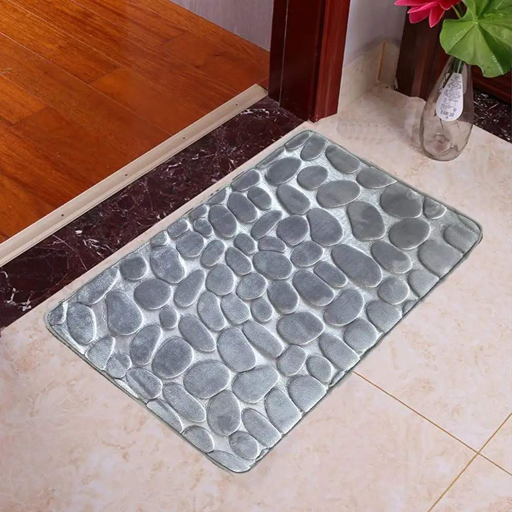 

Bath Mat Bathroom Carpet Rug Dropship 40*60cm Pebble Polyester Bathroom Bath Rug Foam Bathroom Mat kitchen Door Floor 1Pc