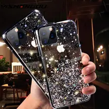 Funda con gradiente de lentejuelas y purpurina para iPhone, funda de TPU suave y transparente brillante para iPhone 12 11 Pro SE 2020 XS MAX XR X 8 7 6 s Plus