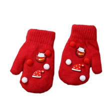 Зимние Детские перчатки для малышей, милые мягкие вязаные варежки для маленьких мальчиков и девочек, теплые перчатки с милым рисунком, От 6 до 12 лет