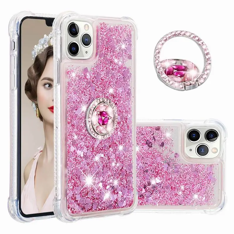 Чехол для iphone 11 Pro Max 5 5S SE 6 6S 7 8 X XS XR с кольцом-держателем пальца мягкий блестящий