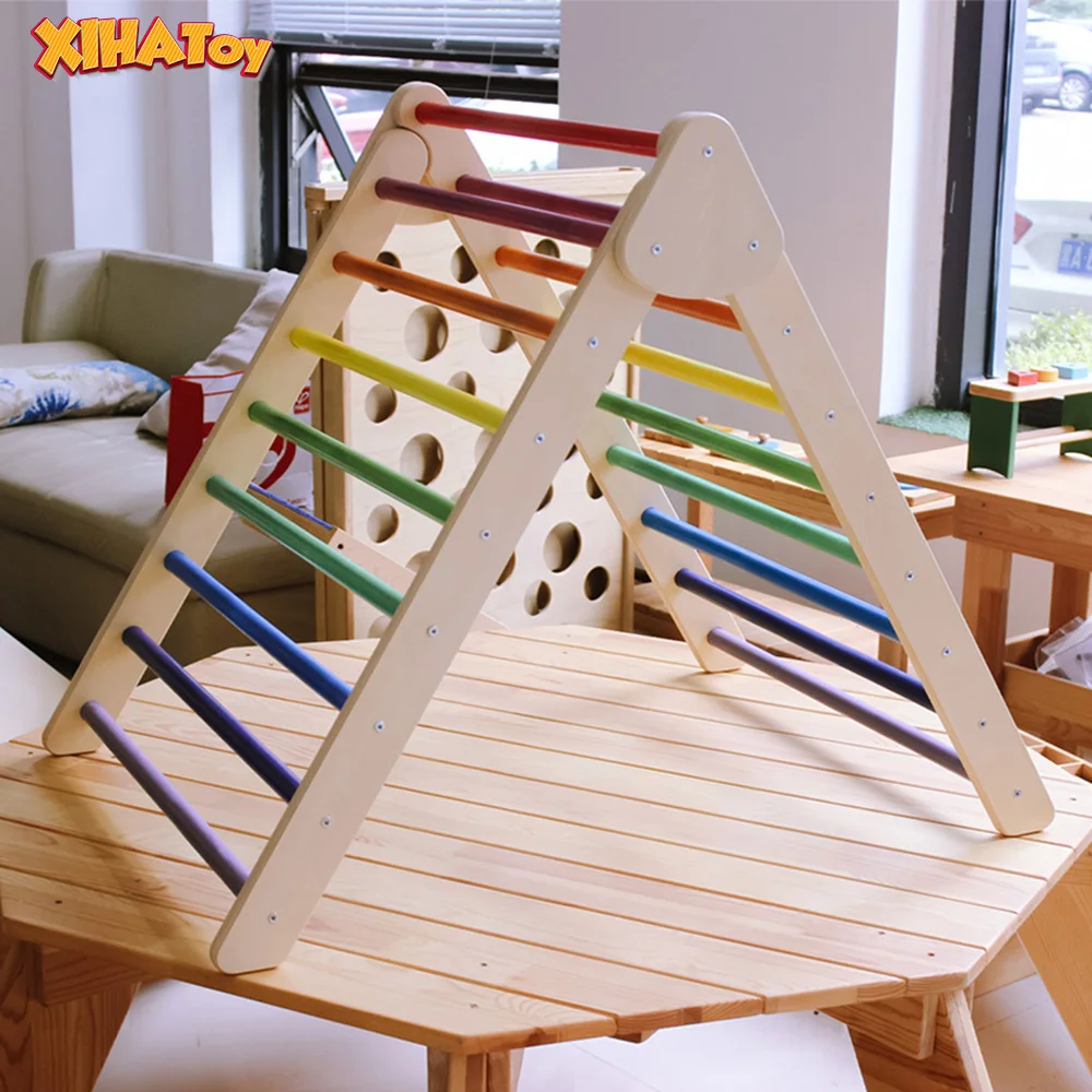 

XIHATOY Rainbow Climbing Ladder Wooden Frame For Children Playground Pikler Triangle Indoor Toy Climbing Colorful