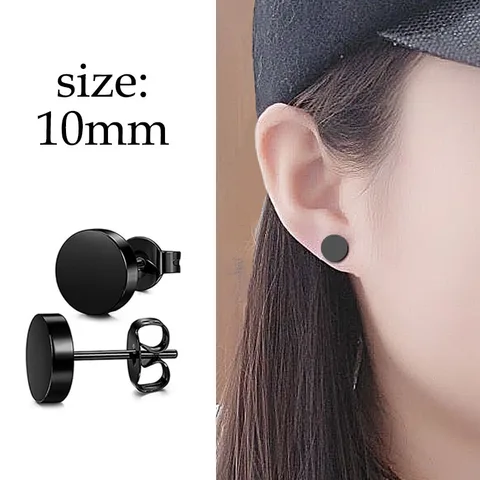pair Punk Black Multiple Styles Stainless Steel Stud Earrings For Men Women Gothic Street Pop Hip Hop Ear Jewelry Pendientes