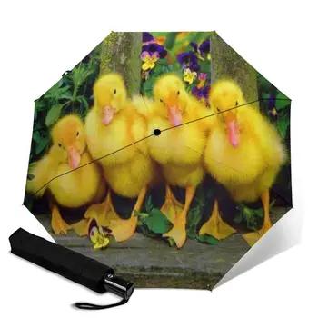 

Duck creative men's and women's automatic three fold umbrella rainy day colorful fashion umbrella