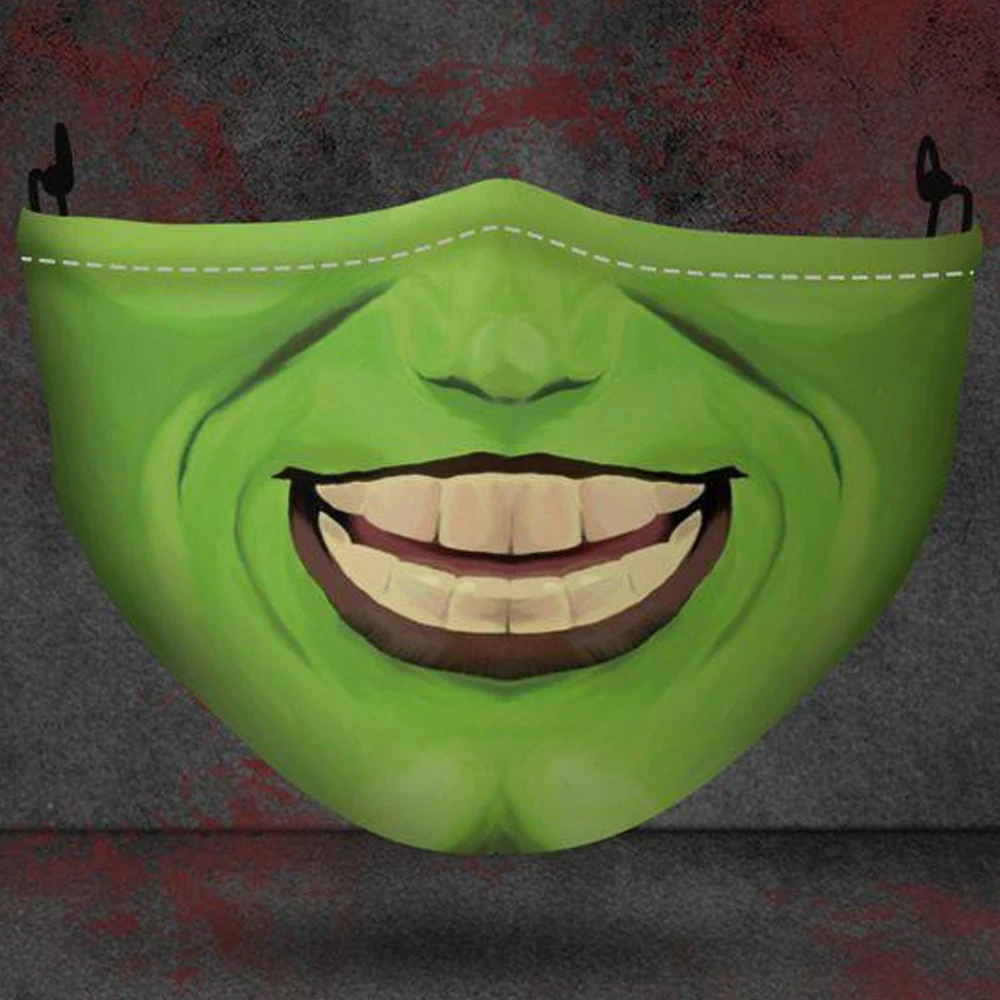

Reusable Adult Face Mask The Mask Stanley Ipkiss Funny Halloween Jim Carrey Scary Grimace Dust Protection Masks PM2.5 Filters