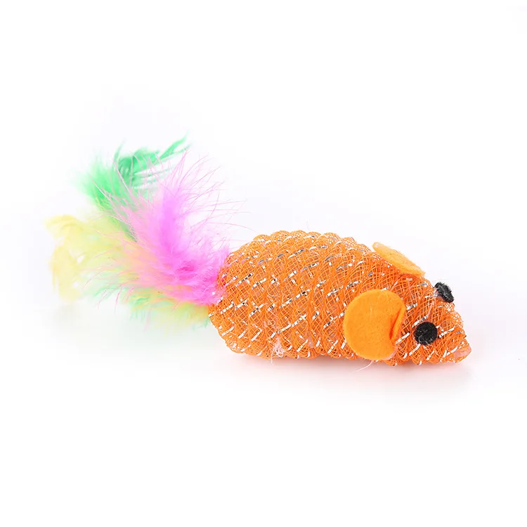 Игрушка для домашних животных, 5 шт., устойчивая к укусам мышь, цветная, в форме пера, интерактивные игрушки, забавный кот, случайный цвет