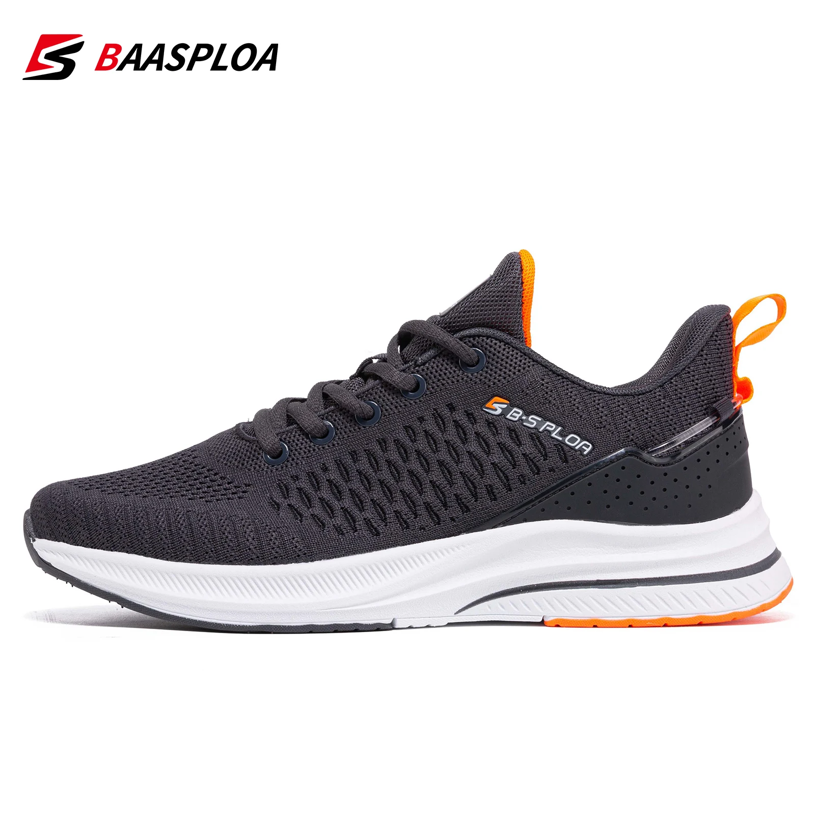 Baasploa New Men Knit Casual Walking Shoes Breathable Trendy Sneakers Original Lightweight Shock Absorption Male Tennis Shoes