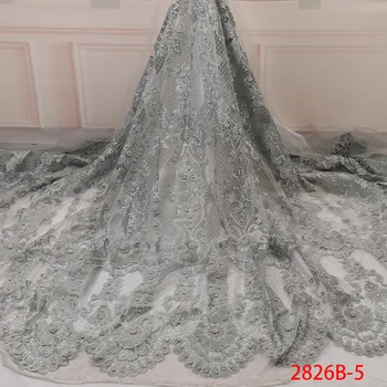 

High Quality Red Lace Fabric with Beads French Net Lace with Stones Embroidered Sequins Fabric for Nigerian Women AMY2828B