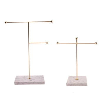 

Nordic Metal Golden Storage Rack with Marble Base Chic Ins Modern Jewelry Ring Necklace Earring Display Rack Holder Desk Decor