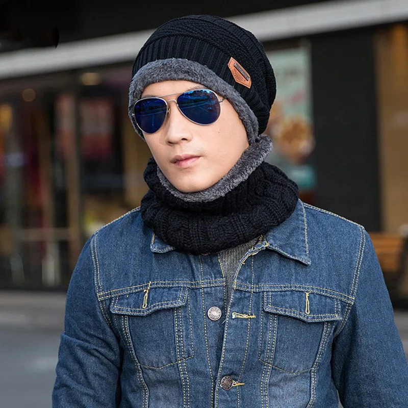 2 шт. детская зимняя теплая вязаная шапка с шарфом, набор Skullies Beanies для женщин, набор для спорта на открытом воздухе