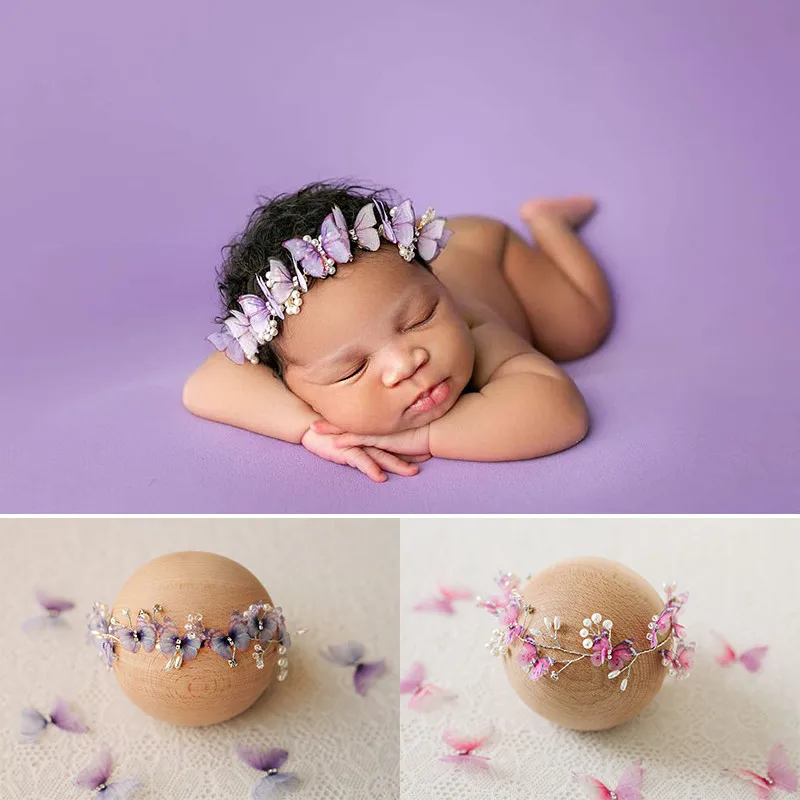 Newborn Photography Props Fairy Fluttering Butterfly Pearl Hair Headdress Headdress Sweet Headwear Baby Headbands