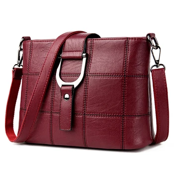 

Women Messenger Bags Designer Woman Bag 2017 Leather Shoulder Bags Tote Bag sac a main femme nouvelle collection(Red wine)