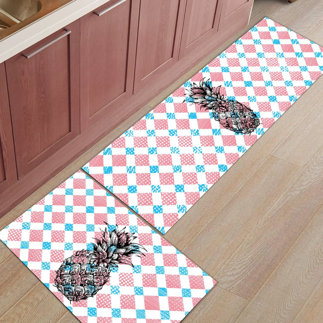 Тропические фрукты ананас Геометрическая Летняя тема 2 шт. коврик для кухни аксессуары для ванной комнаты Набор грязи мусора грязи Trapper Boot
